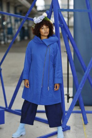 mc861b-23-cobolt blue coat with asymmetric zipper-mcverdi-koboltblå frakke