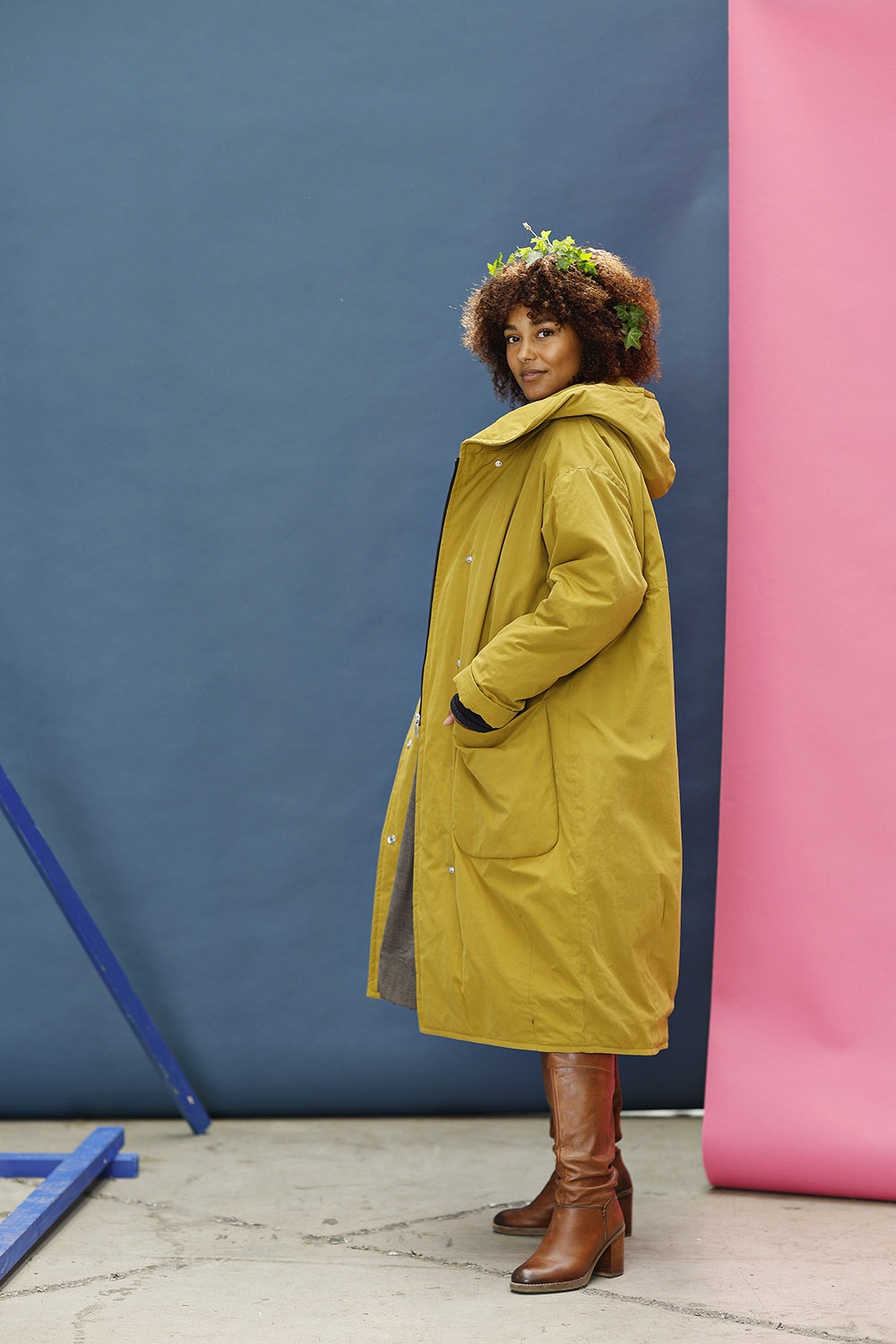 gul lang vinterfrakke | frakke til kvinder | | loose fitted frakke