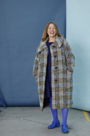 mc903a-wool coat-checkered coat-mcverdi winter coat-vinterfrakke-lang frakke