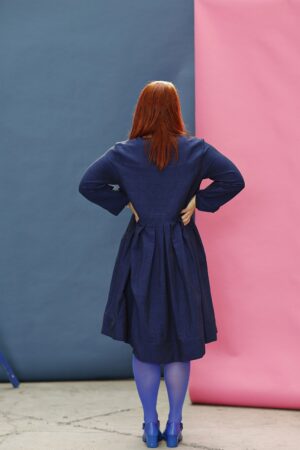 mc904c-cobalt blue dress-loose fit dress with button-mcverdi-blå kjole-2