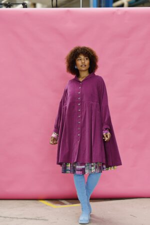 mc906b-pink button dress-baby cord-velvet-mcverdi-cotton dress-kjole med knapper-8