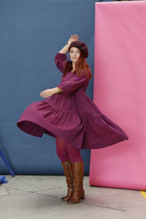 mc911d-pink winter dress-dress with ruffles-mcverdi-kjole i viscose og uld-5