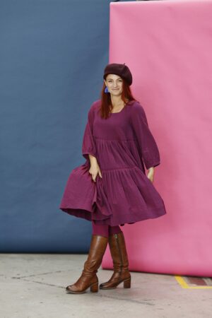 mc911d-pink winter dress-dress with ruffles-mcverdi-kjole i viscose og uld-7