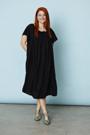 Silk dress with A-line silhouette in black from Privatsachen